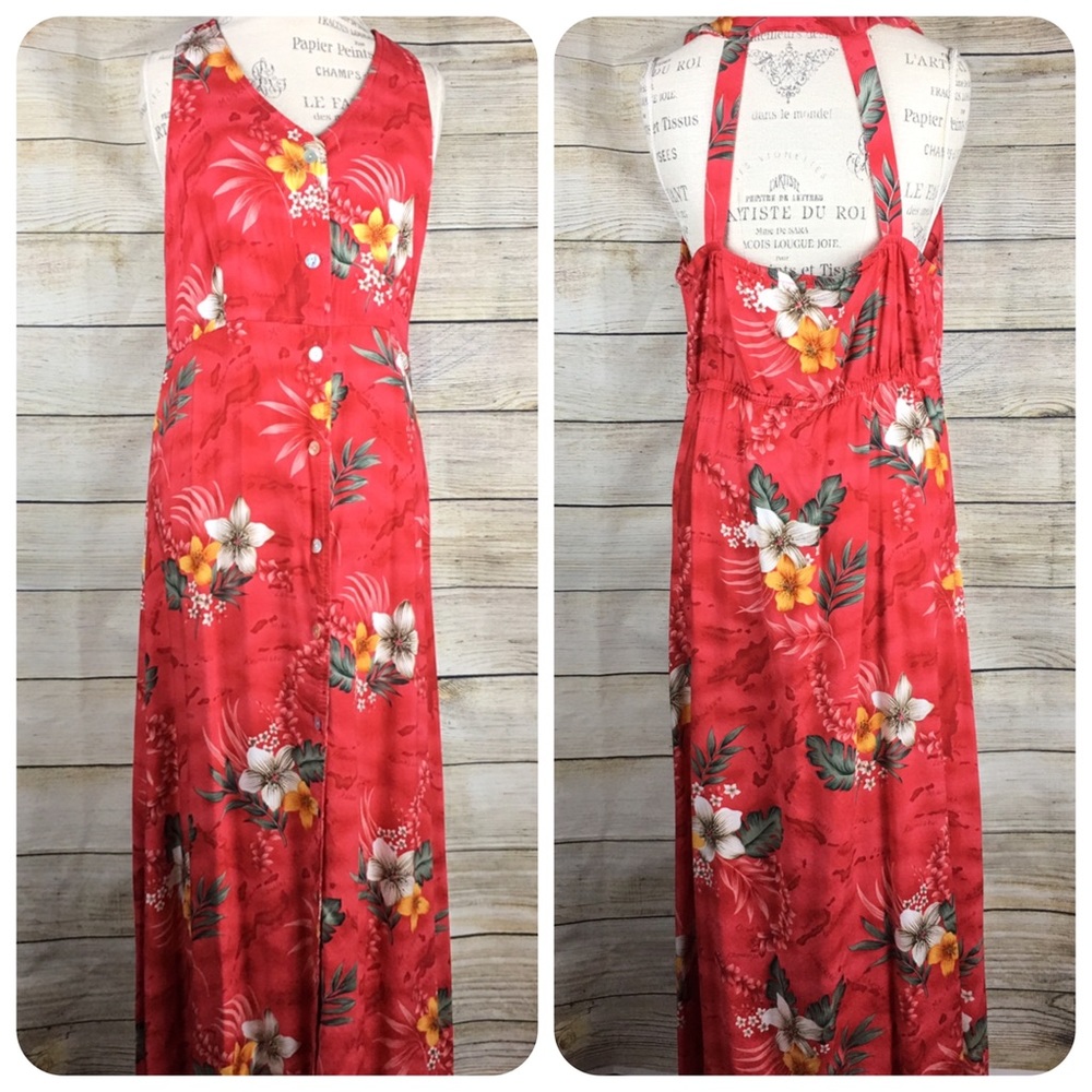 Croft & Barrow Long Red Hawaiian Dress S:16